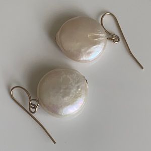 14 karat gold and coin pearl earrings